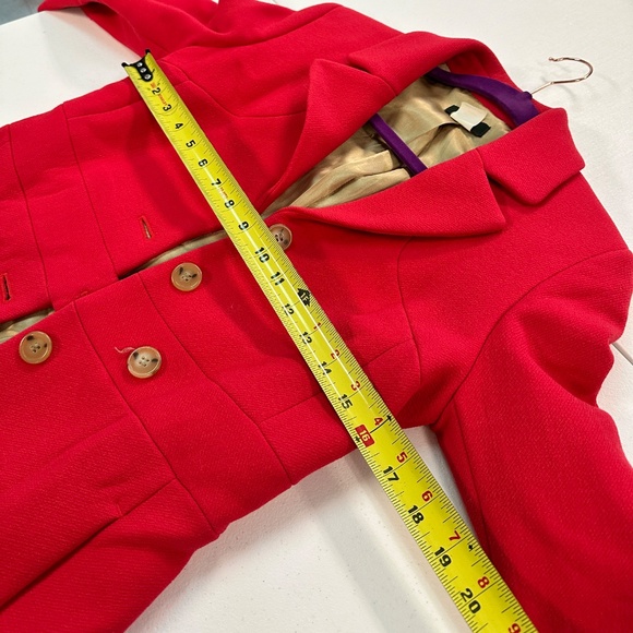 J Crew Wool Lady Day Coat Red Size 2 Button Up Lined With Pockets - Picture 15 of 16